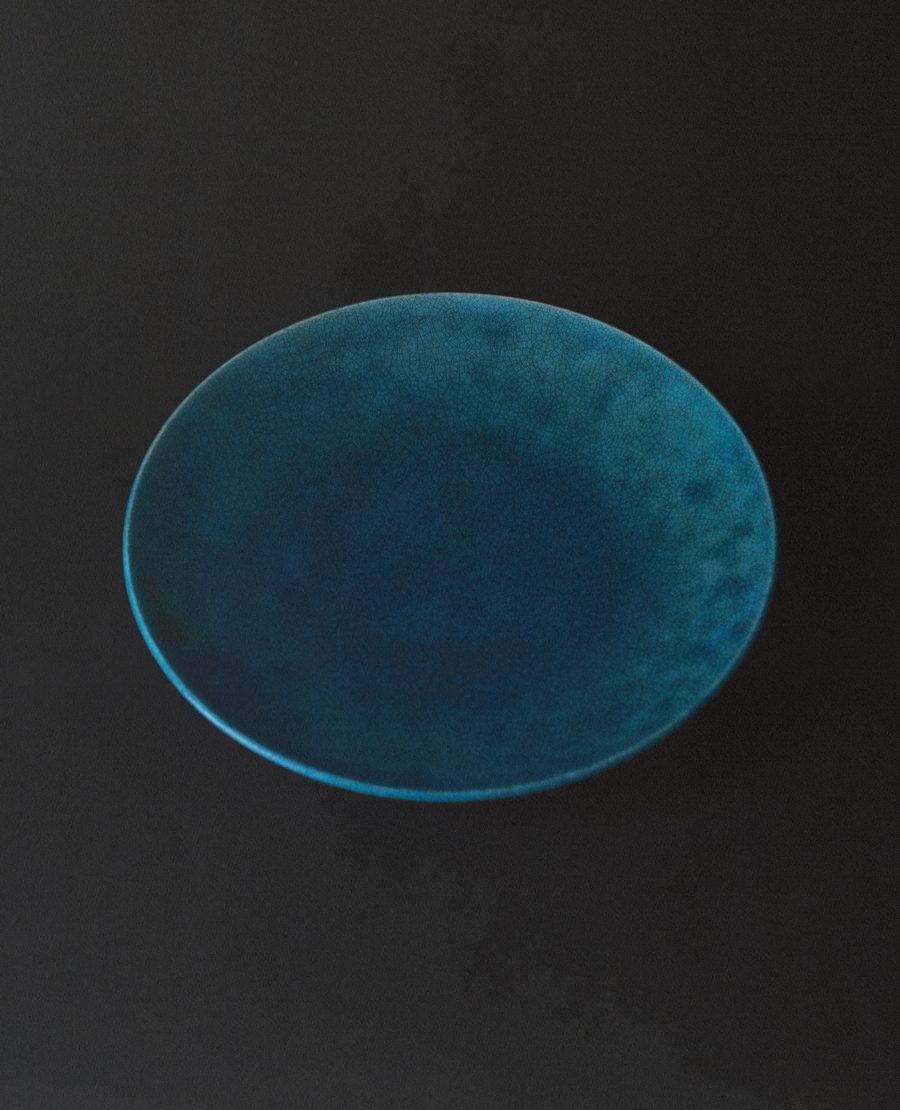 Blue Crackle Ceramic Plate