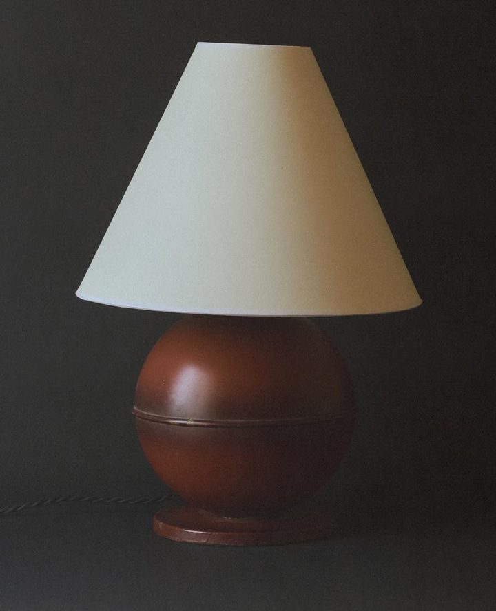 Red Lacquer Metal Table Lamp