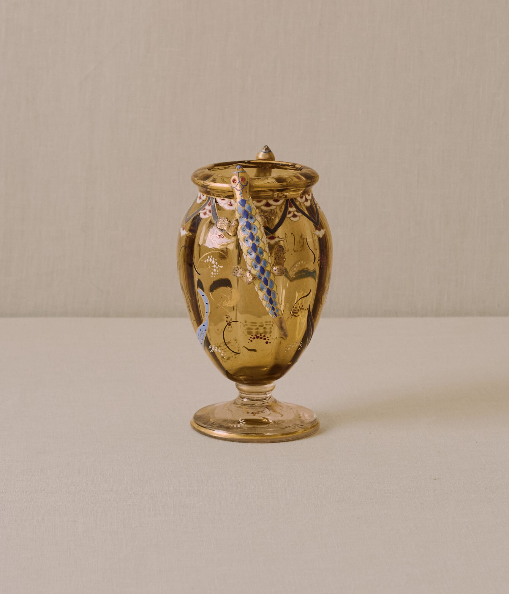 Auguste Jean Glass Vase with Applied Geckos