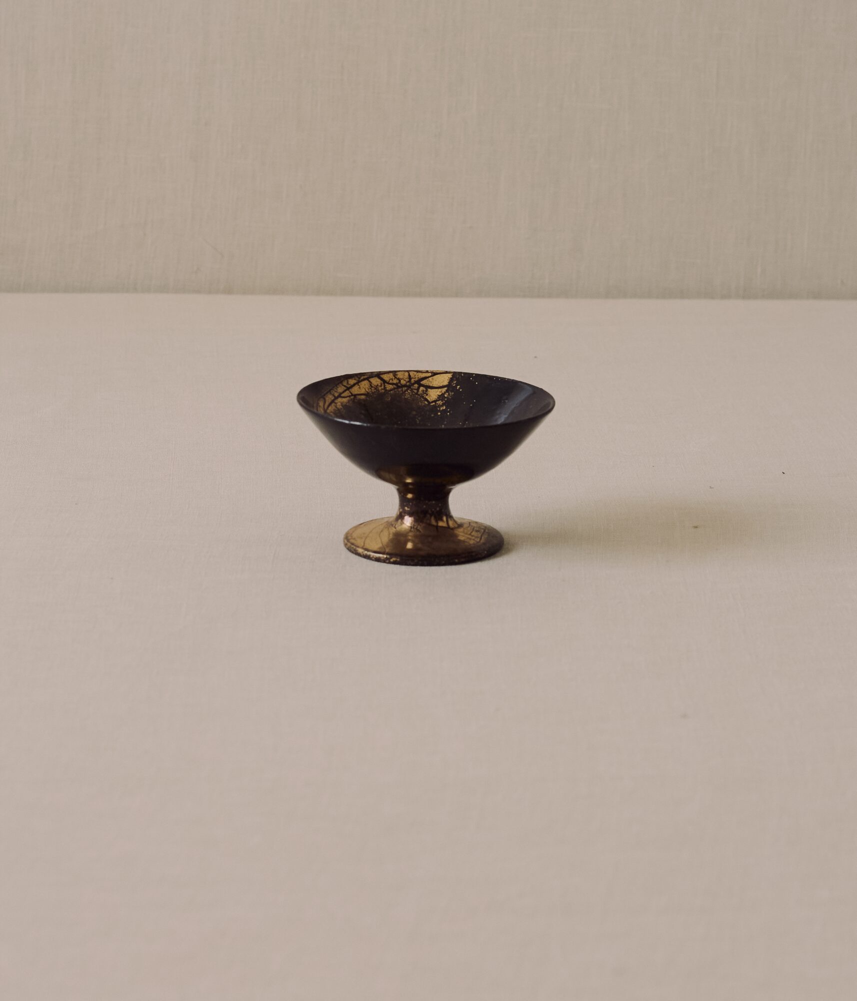 Jean Besnard Footed Stoneware Bowl with Gold Enamel