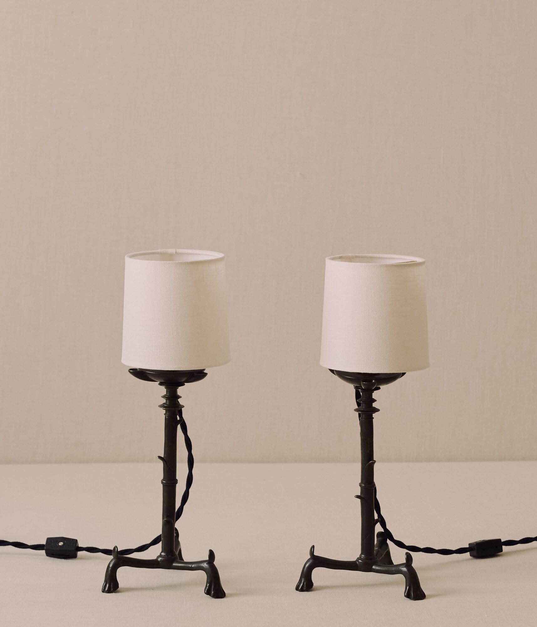 Pair of Patinated Bronze Table Lamps