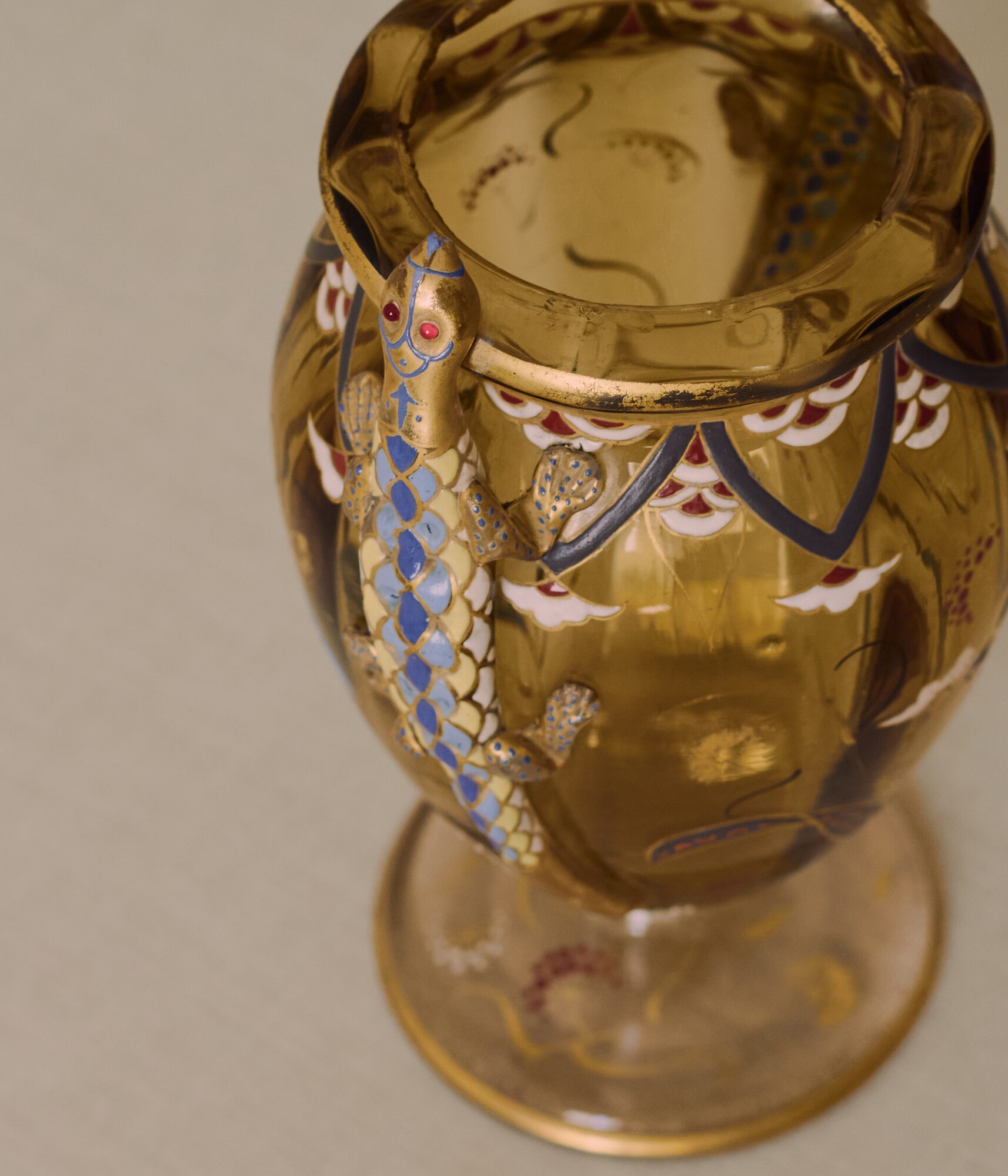 Auguste Jean Glass Vase with Applied Geckos
