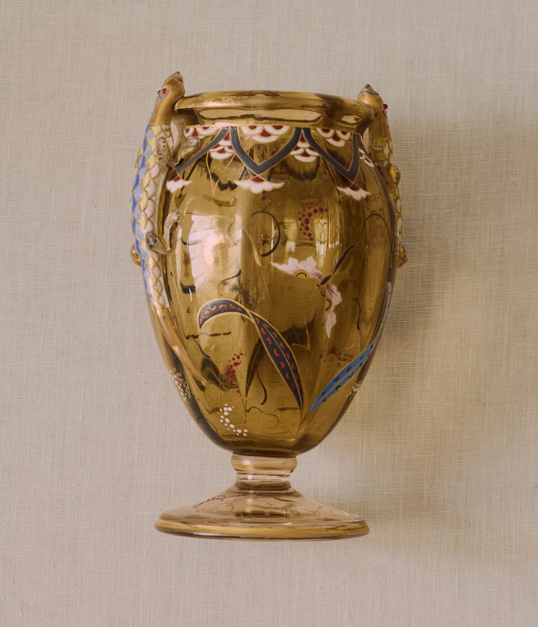 Auguste Jean Glass Vase with Applied Geckos