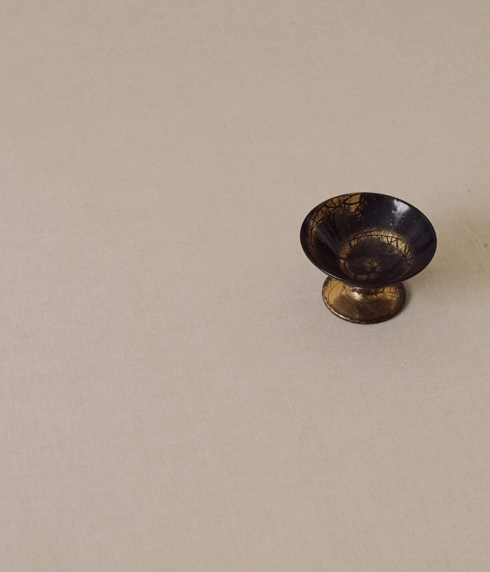 Jean Besnard Footed Stoneware Bowl with Gold Enamel