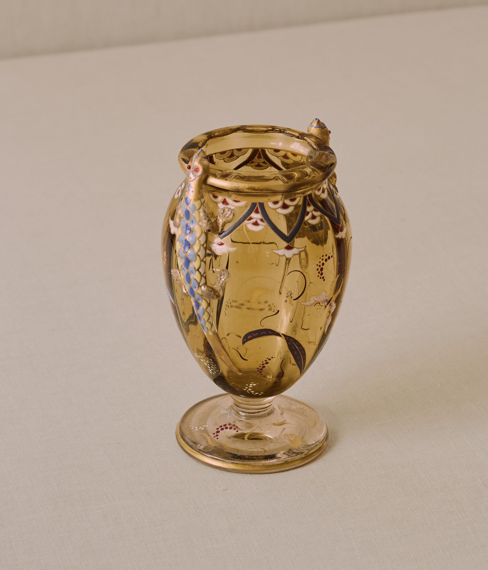 Auguste Jean Glass Vase with Applied Geckos