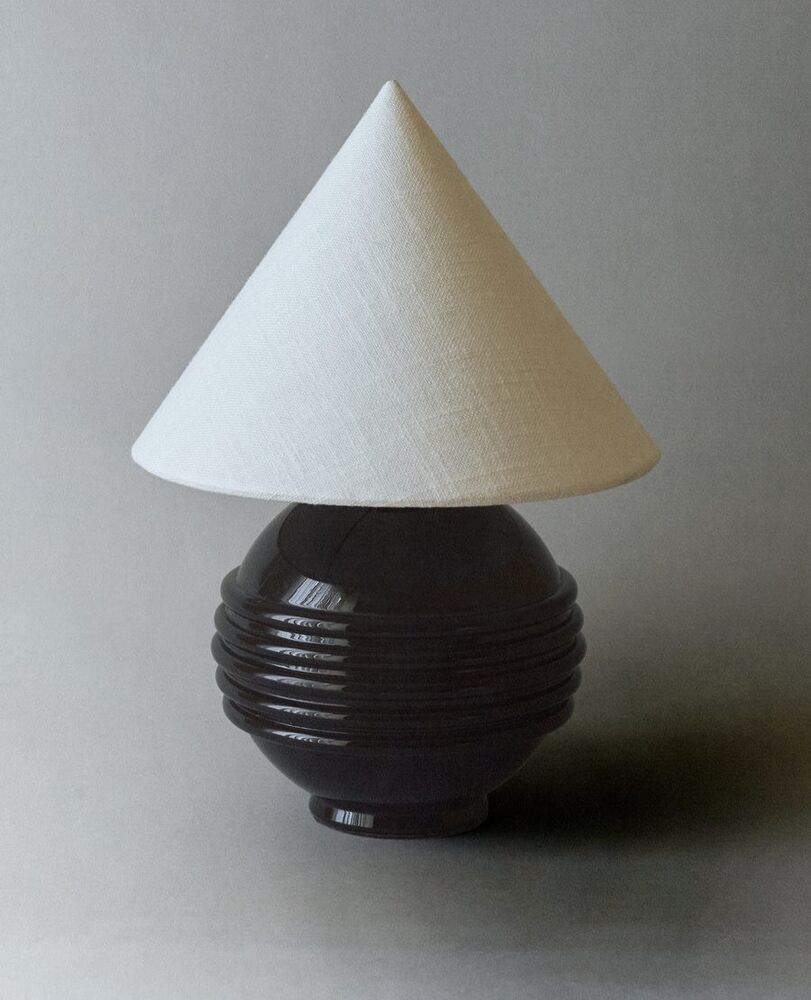 Black Opaline Glass Lamp